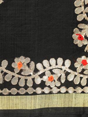Black Kota Doria Gotta Patti Saree 5