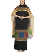 black printed kota doria unstitched salwar with dupatta