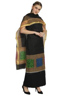 black printed kota doria unstitched salwar with dupatta 2