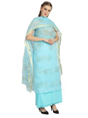 blue kota doria kota doria unstitched salwar with dupatta 2