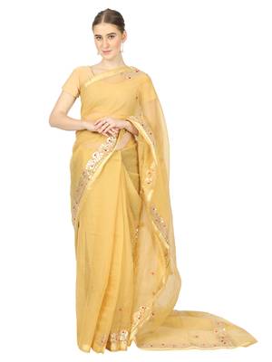Brown Kota Doria Gotta Patti Saree 1