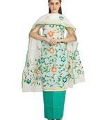 white printed kota doria unstitched salwar with dupatta