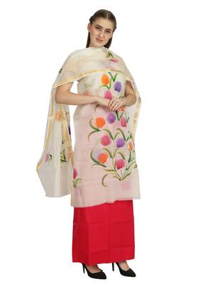 white printed kota doria unstitched salwar with dupatta 2