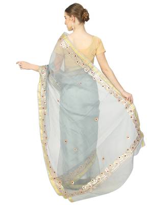 Grey Kota Doria Gotta Patti Saree 2