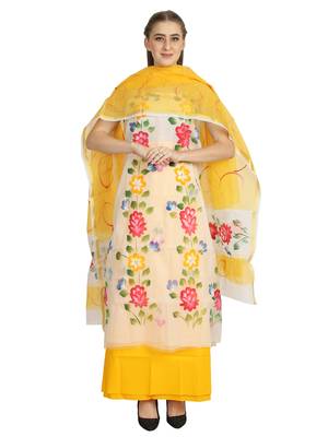 white printed kota doria unstitched salwar with dupatta 1
