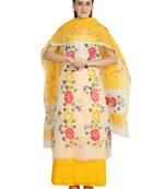 white printed kota doria unstitched salwar with dupatta