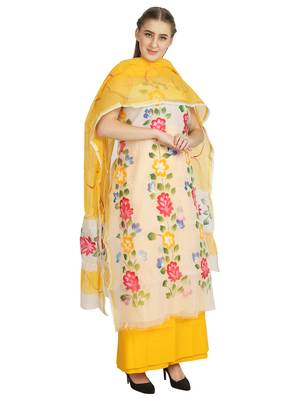 white printed kota doria unstitched salwar with dupatta 2