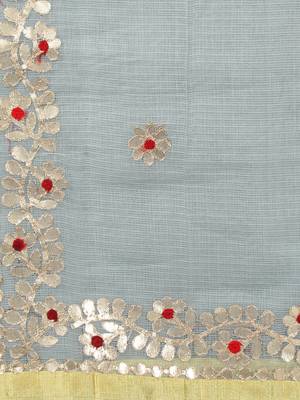 Grey Kota Doria Gotta Patti Saree 5