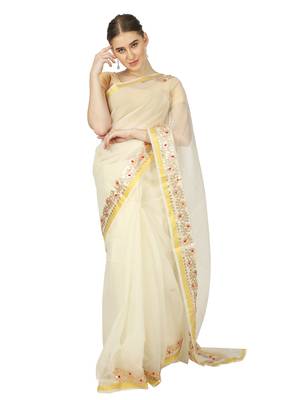 Lightbrown Kota Doria Gotta Patti Saree 1