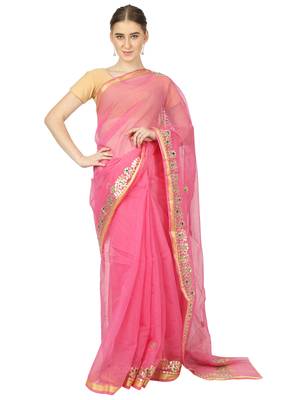 Pink Kota Doria Gotta Patti Saree 1