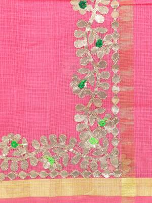 Pink Kota Doria Gotta Patti Saree 5
