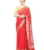 Red Kota Doria Gotta Patti Saree