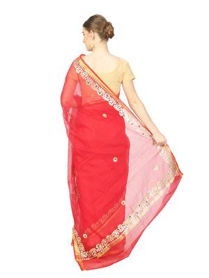 Red Kota Doria Gotta Patti Saree 3