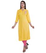 Women's Rayon Printed kurti(Yellow)