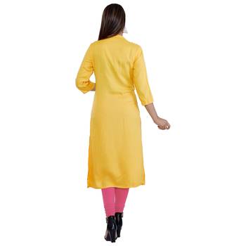 Women's Rayon Printed kurti(Yellow) 2