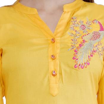 Women's Rayon Printed kurti(Yellow) 5