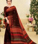 Multicolor printed cotton saree with blouse