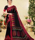 Black printed cotton saree with blouse