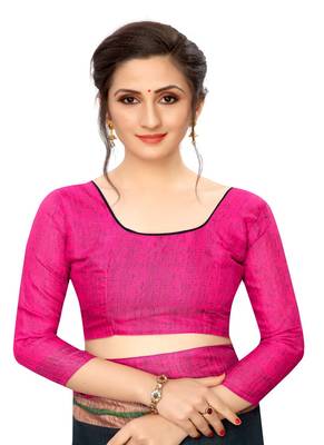 Black printed cotton saree with blouse 2