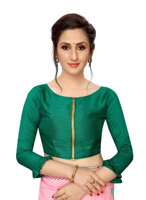 Pink plain silk saree with blouse 2