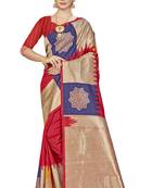 Red Woven Banarasi Silk Saree With Blouse