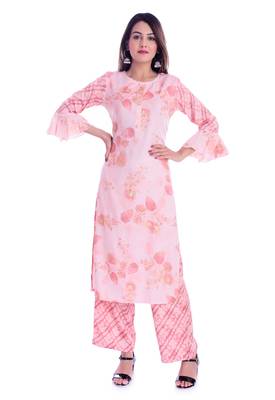Pink printed Rayon kurta-sets 1