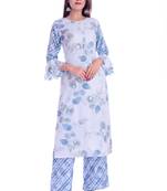 blue printed Rayon kurta-sets