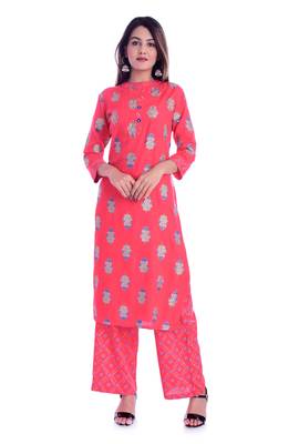 Red printed Rayon kurta-sets 1