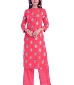 Red printed Rayon kurta-sets