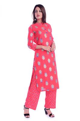 Red printed Rayon kurta-sets 2