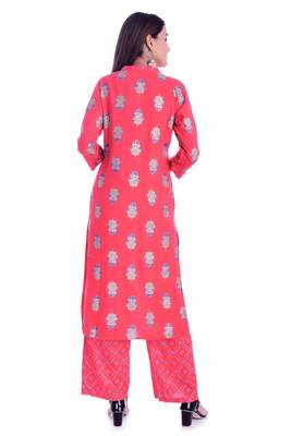 Red printed Rayon kurta-sets 5
