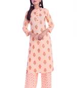 Orange printed Rayon kurta-sets