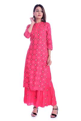Red printed Rayon kurta-sets 1