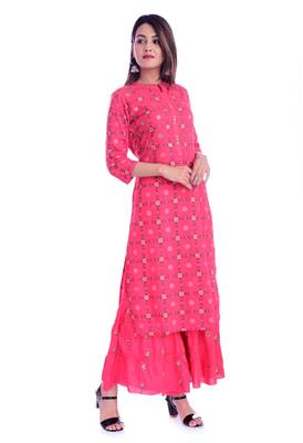 Red printed Rayon kurta-sets 2