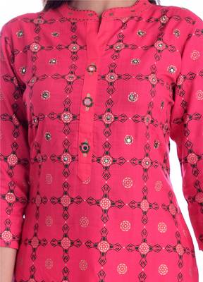 Red printed Rayon kurta-sets 4