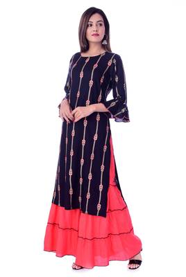 blue printed Rayon kurta-sets 3