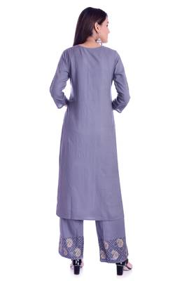grey printed Rayon kurta-sets 5