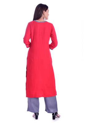 Red printed Rayon kurta-sets 5