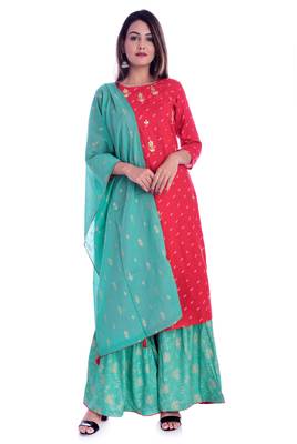 Red printed Rayon kurta-sets 1