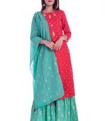 Red printed Rayon kurta-sets