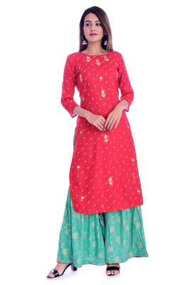 Red printed Rayon kurta-sets 2