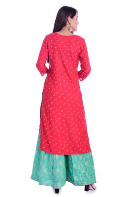 Red printed Rayon kurta-sets 5