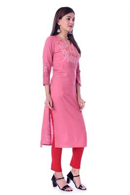 Peach printed Rayon kurtas-and-kurtis 2