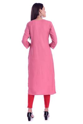 Peach printed Rayon kurtas-and-kurtis 5