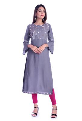grey printed Rayon kurtas-and-kurtis 1