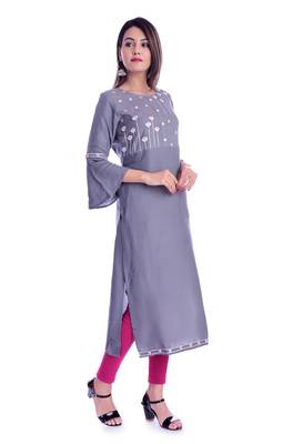 grey printed Rayon kurtas-and-kurtis 2