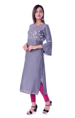 grey printed Rayon kurtas-and-kurtis 3