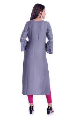 grey printed Rayon kurtas-and-kurtis 5