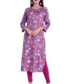 purple printed Rayon kurtas-and-kurtis