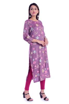 purple printed Rayon kurtas-and-kurtis 2